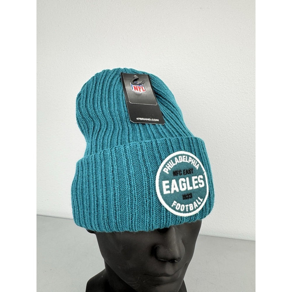 Philadelphia Eagles 47 Brand Cuff Knit Beanie Hat Cap Ribbed Patch Green NFL NWT